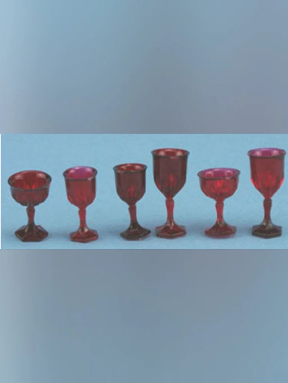 Vintage Rare Chrysnbon ruby red Dollhouse  4-Place Drinkware Stemware Kit